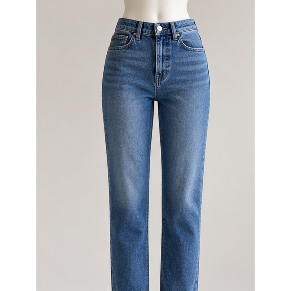 Ashley Mason Straight Leg Jeans - Medium Wash Blue
